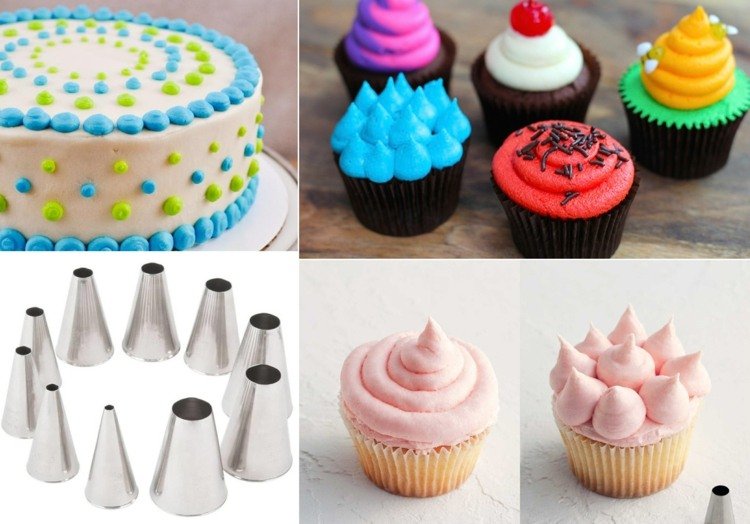 Decore bolos com um bico perfurado com um saco de confeitar - respingue pontos, gotas e escrita