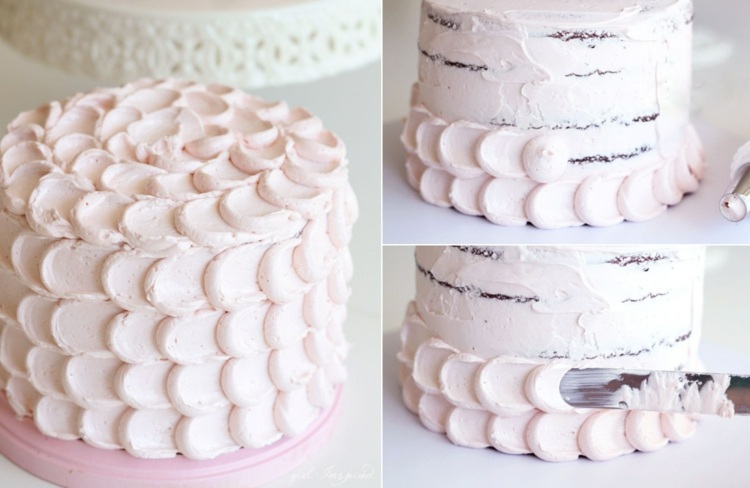 Decore bolos com sacos de confeitar, bicos grandes perfurados e espátulas de bolo - uma ideia simples de decoração