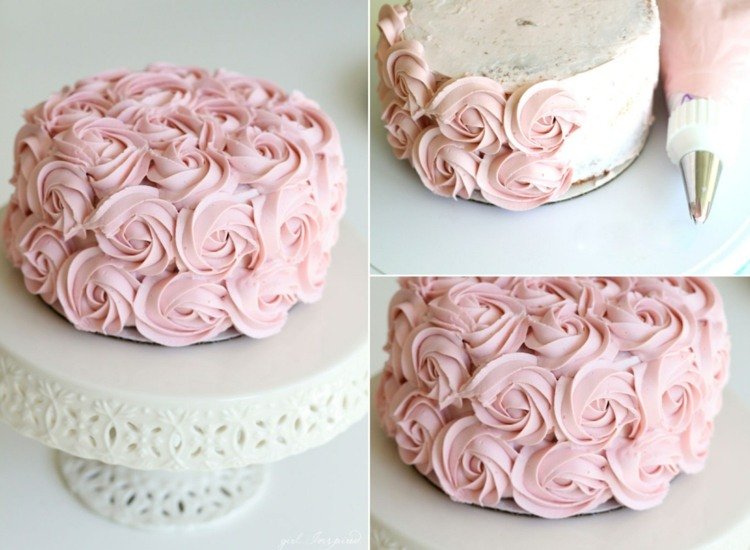 Decore bolos com sacos de confeitar - flores em forma de rosa com um bico aberto e grande em forma de estrela