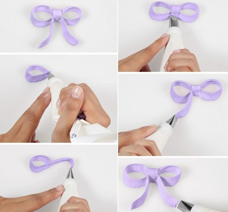 Instruções de como usar o bico de pétalas para fazer uma alça para decorar o bolo