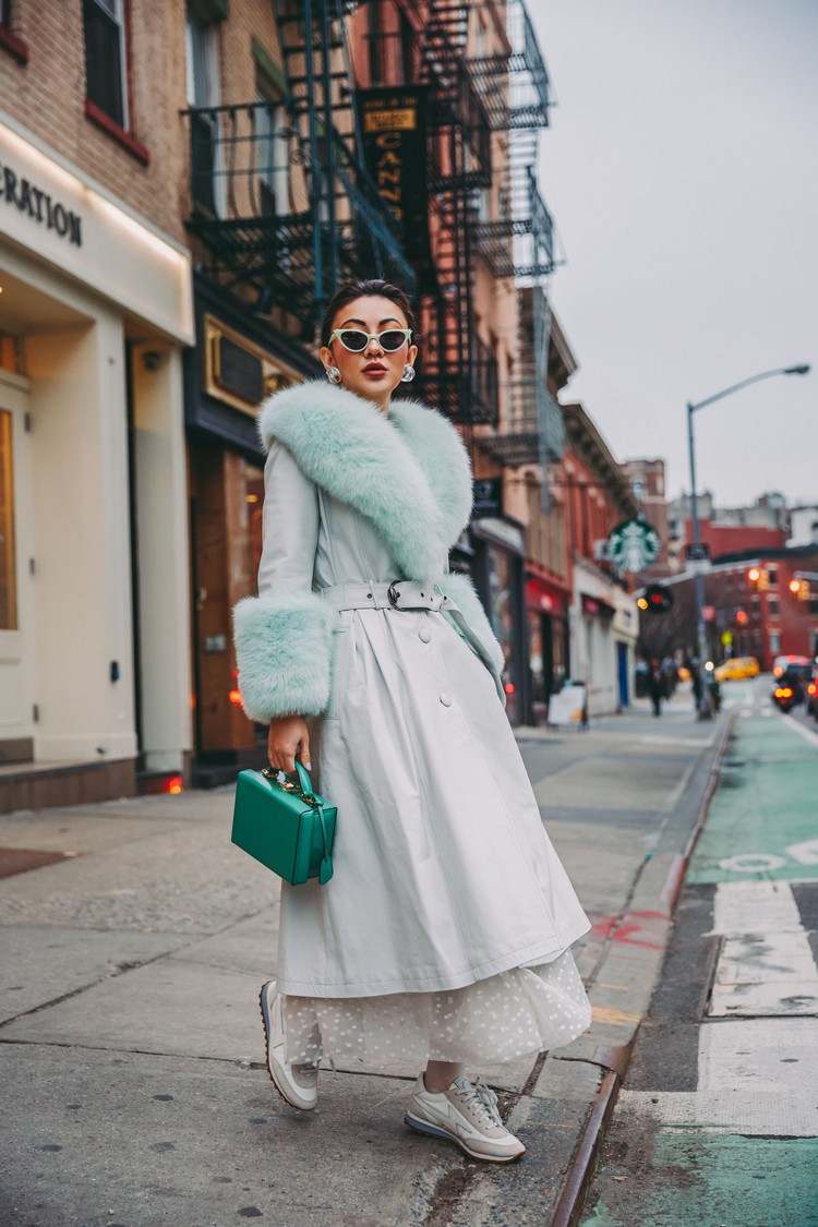 Roupa de inverno tendência de casaco extragrande em tons pastel