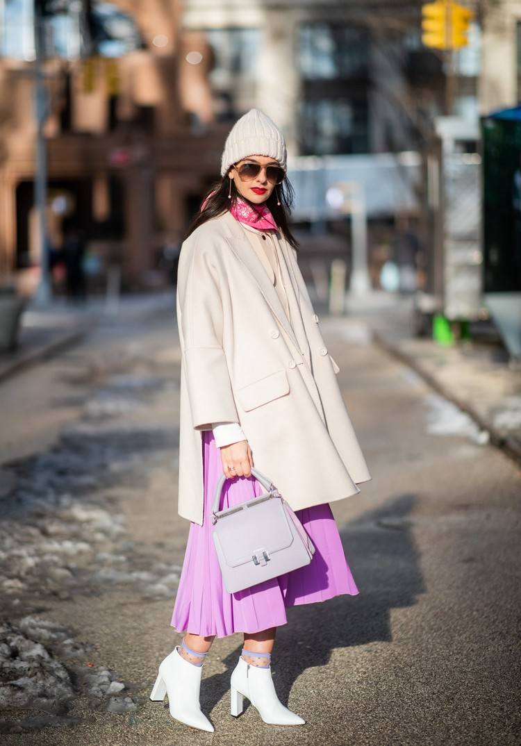 Winter-Outfit-Idea-Pastel-Skirt-White-Coat