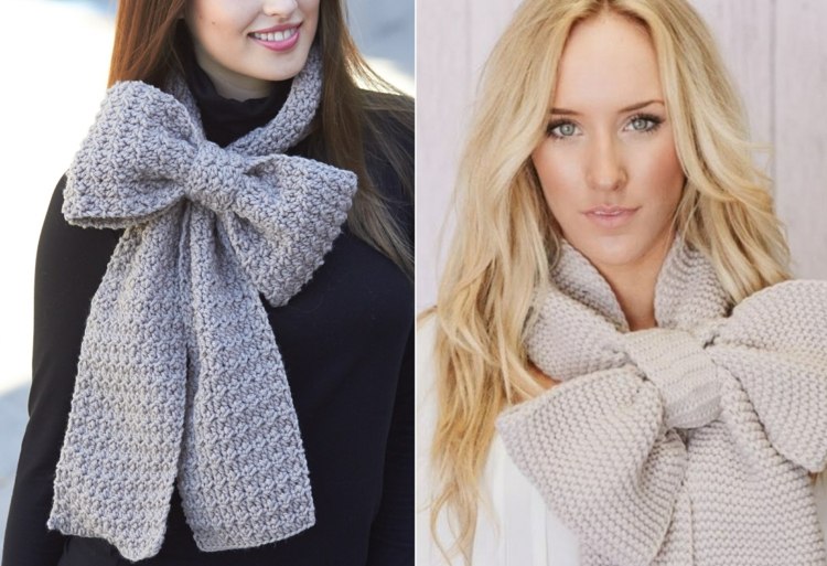 Gravata de lenço de inverno como um laço para uma roupa feminina
