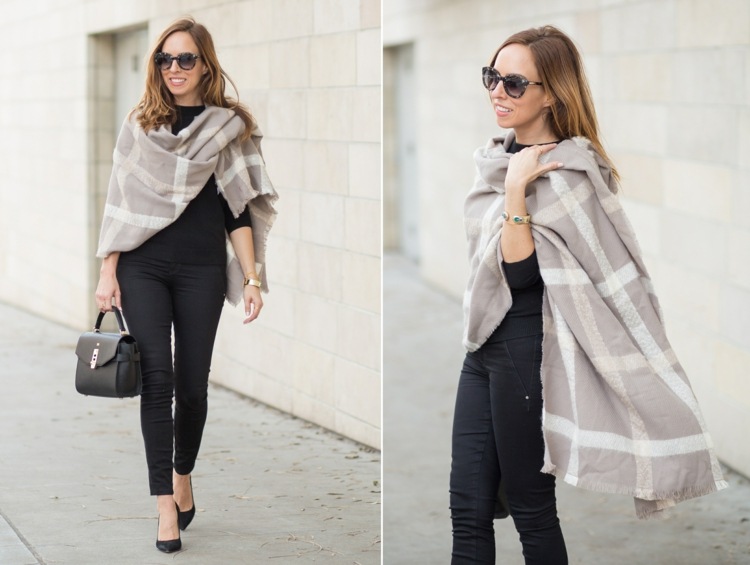 Amarrar um lenço de inverno - técnica de embrulho de última hora para um visual casual e elegante