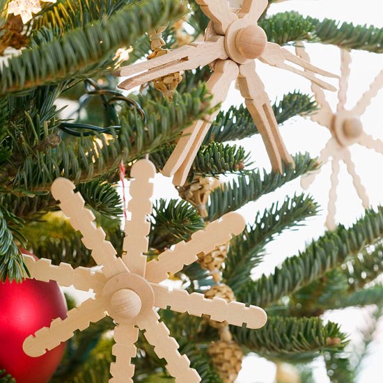 flocos de neve mexer prendedores de roupa de madeira enfeites árvore de natal