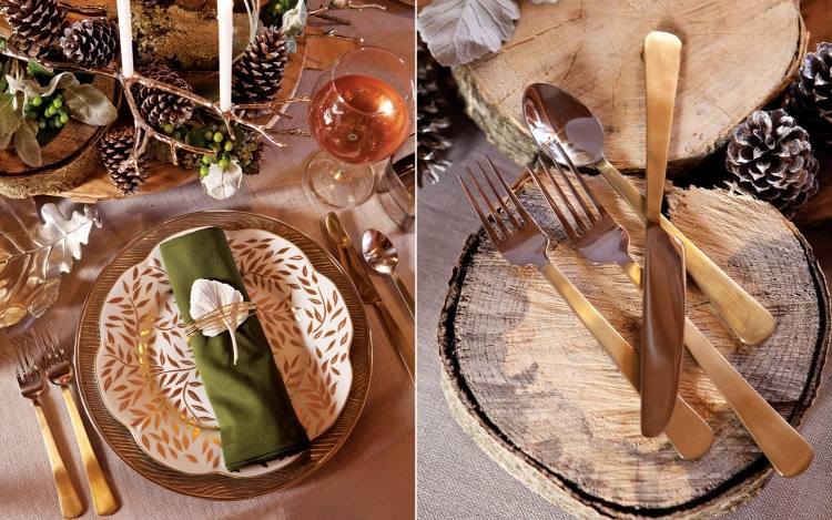 wintry-table-decoration-ideas-christmas-advent-wooden-discs-white-cones-leaves-cutlery