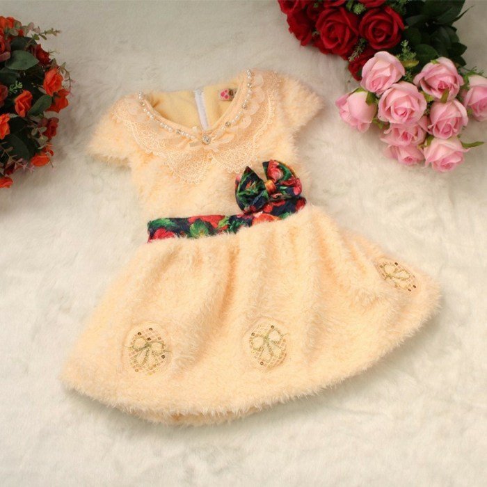 Vestido-cor-de-pêssego-para-bebê-meninas