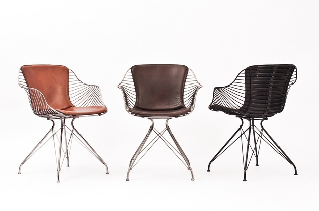 Cadeiras de grife-estrutura de aço-lixada-revestida-clara-envernizada-preta