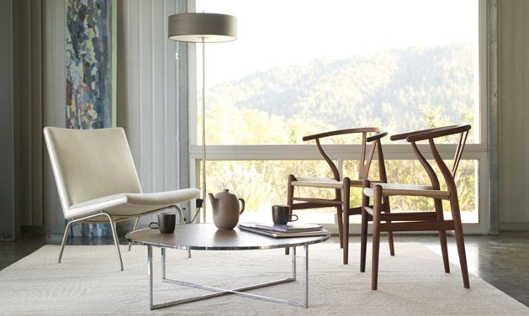 cadeira wishbone hans wegner carl hansen design poltrona escandinava clean carpete vista moderna