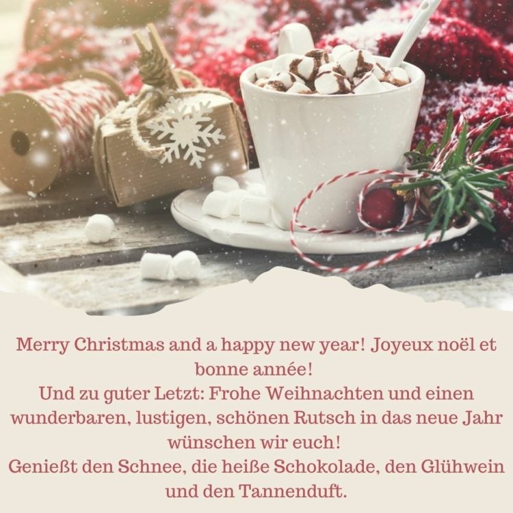 Desejos de cartão de Natal em alemão e inglês com humor