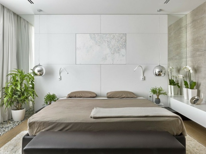 cama design plano plantas modernas marrom branco