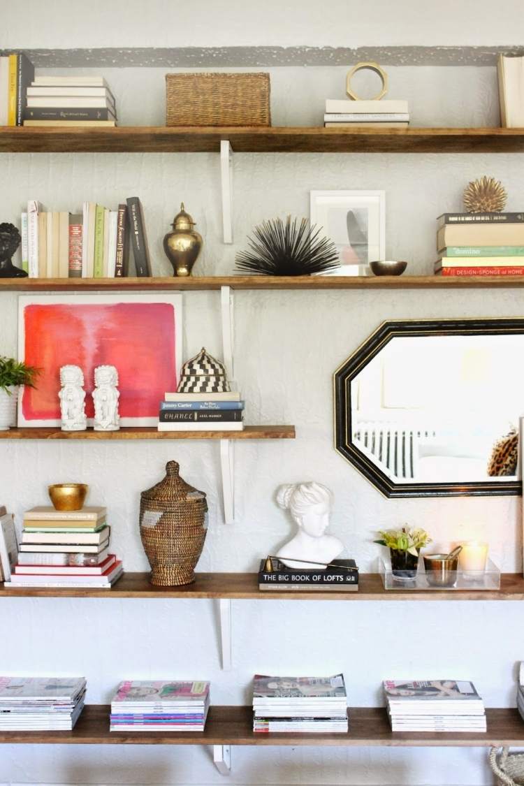 Construa sua própria parede-unidade-idéias-parede-prateleira-livros-deco-espelho-vintage