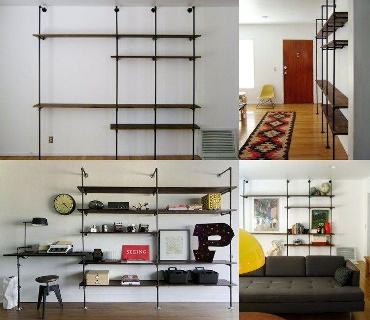 Crie suas próprias ideias de parede-mobília-tubular-preto-design-industrial-moderno