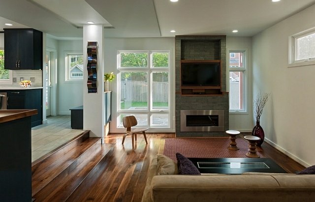 Piso de madeira-parquete-escada-sala de estar
