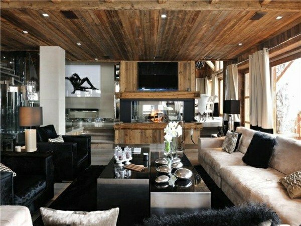 móveis rústicos preto branco ideias de design de interiores para salas de estar