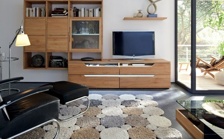 tapetes sala de estar círculos efeito 3d forma orgânica tons de terra parede viva brilhante