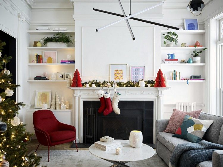 Sala de estar para o Natal decorar ideias modernas