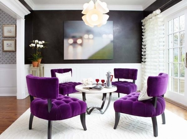 Cadeiras-sala de jantar-macio-estofado-roxo-saturado-cores-idéias de design