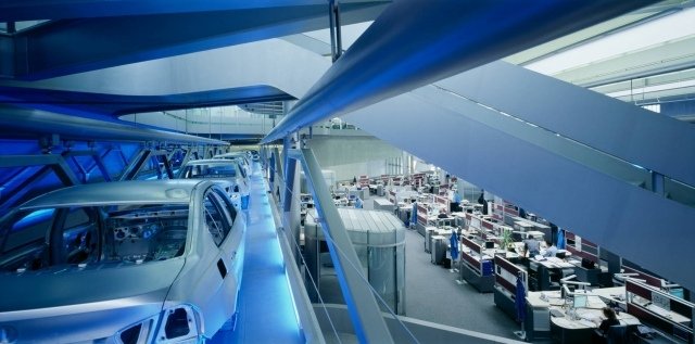Fábrica da BMW em Leipzig Projeto central, edifício conceito de design de interiores Zaha-Hadid