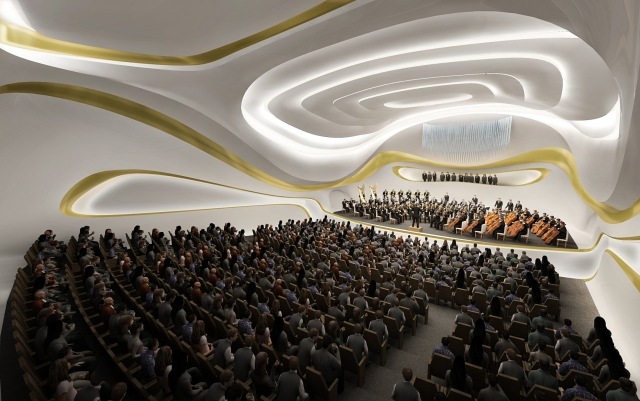 centro de conferências China-Ceiling Design-Zaha Hadid -fluente movimento