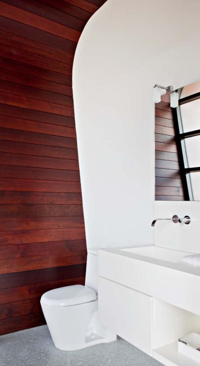 Painéis de parede de madeira do banheiro lavatório branco minimalista