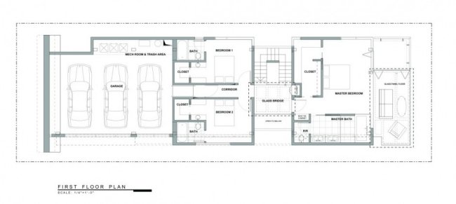 Sala de plano de layout de espaço de garagem no piso térreo