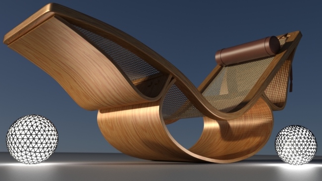 Espreguiçadeira de design atemporal com moldura de madeira chaise longue Rio