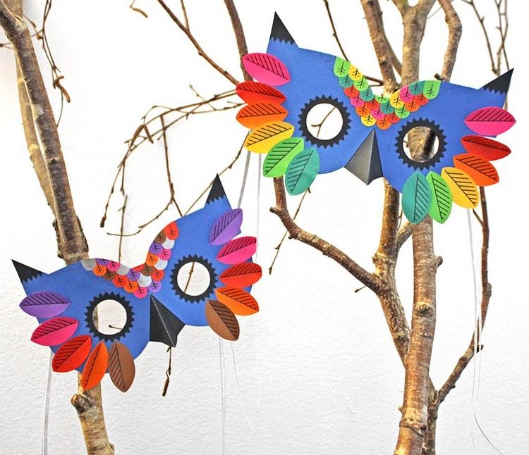 máscaras de coruja consertar carnaval jardim de infância artesanato papel de ideias