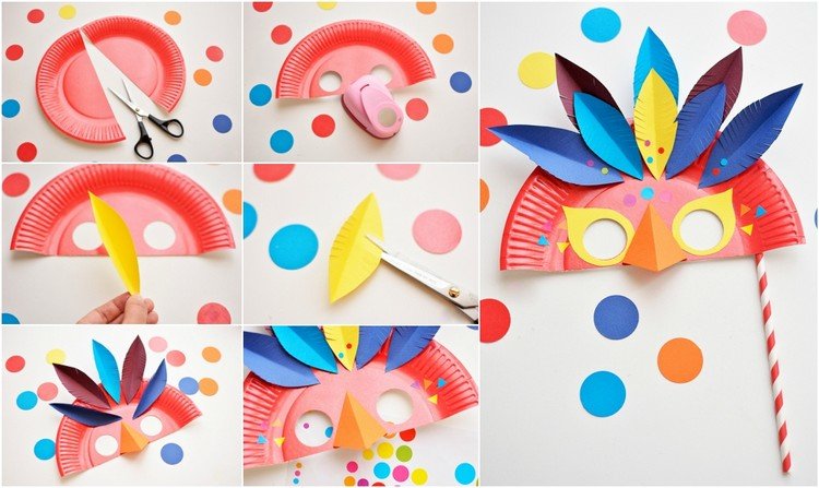 carnaval funileiro creche máscara de carnaval papel colorido instruções
