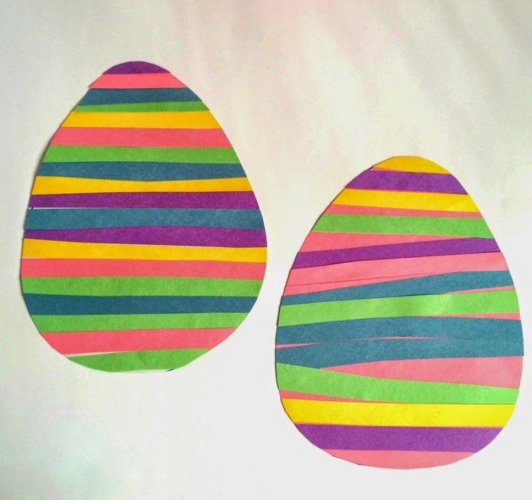 Fácil de fazer ovos de páscoa coloridos com tiras de papel