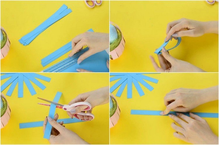 mexer cestas de páscoa com tiras de papel instruções