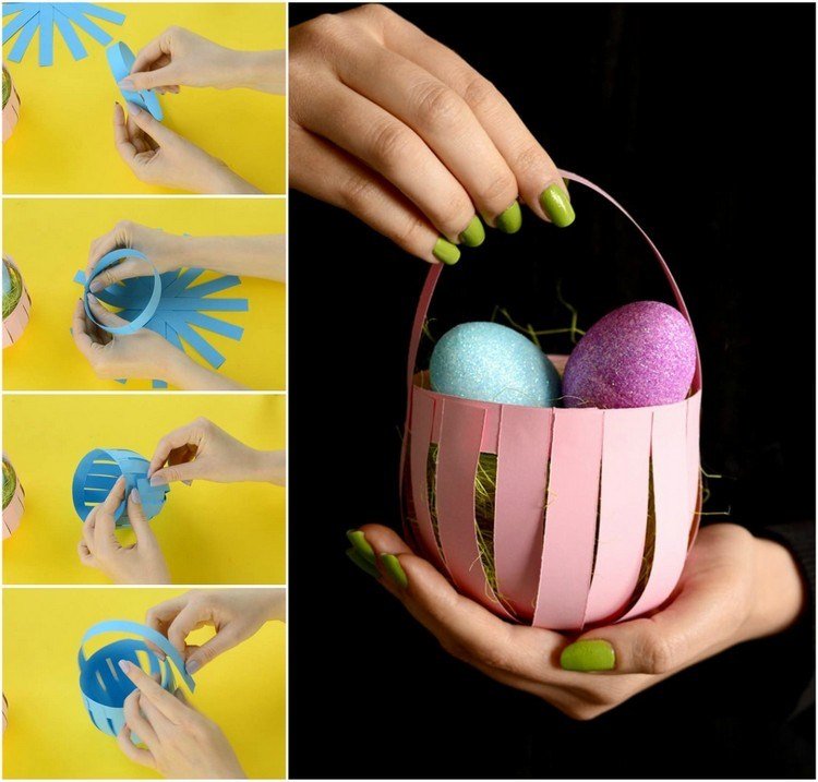 Páscoa tinker tiras de papel cestas de páscoa para ovos de páscoa