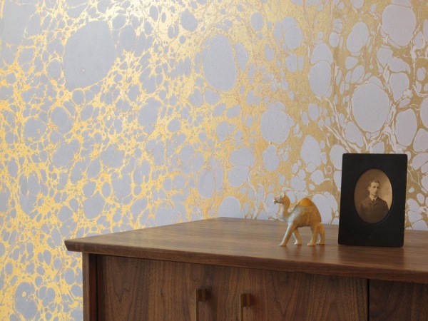papéis de parede de designer de ouro com padrão de mármore de papel de parede de chita