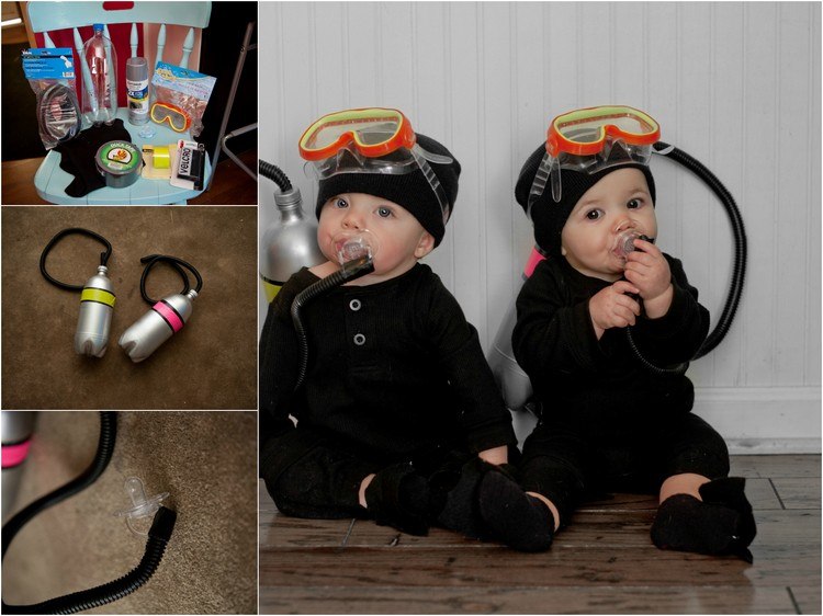 Fantasias gêmeas instruções de mergulhador-bebês-faça-você-mesmo